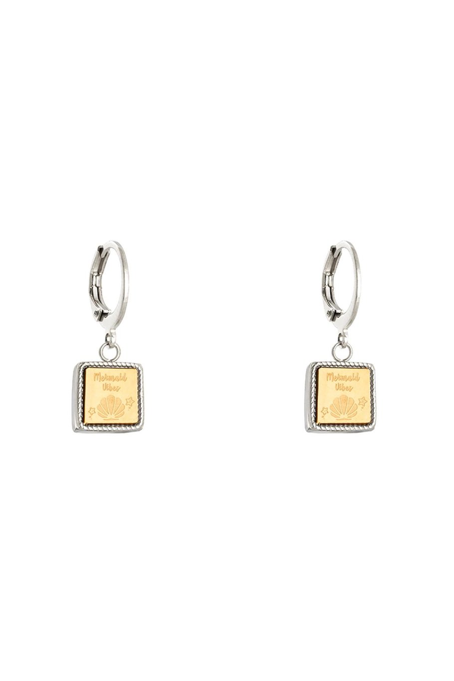 Küpeler Deniz Kızı Titreşimleri Gold &amp; Silver Color Stainless Steel 